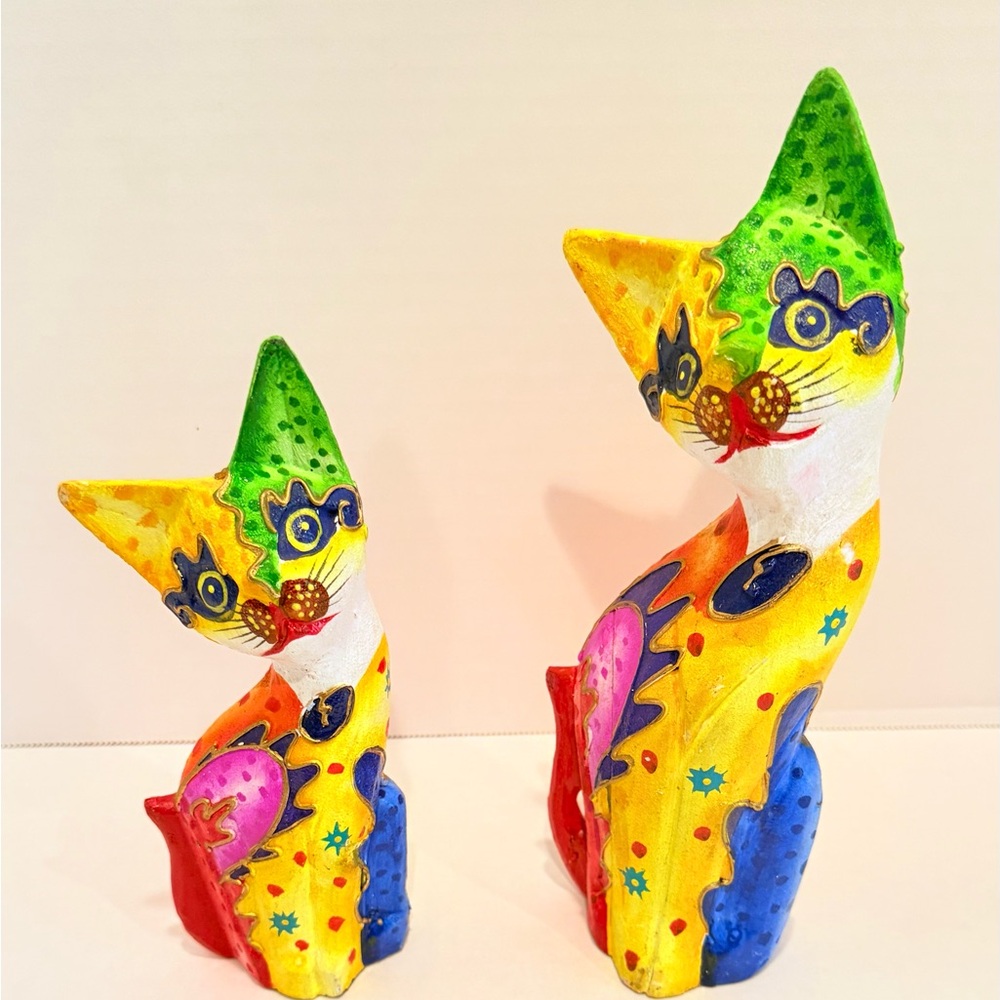 Balinese Colorful Handmade Cat Figurines